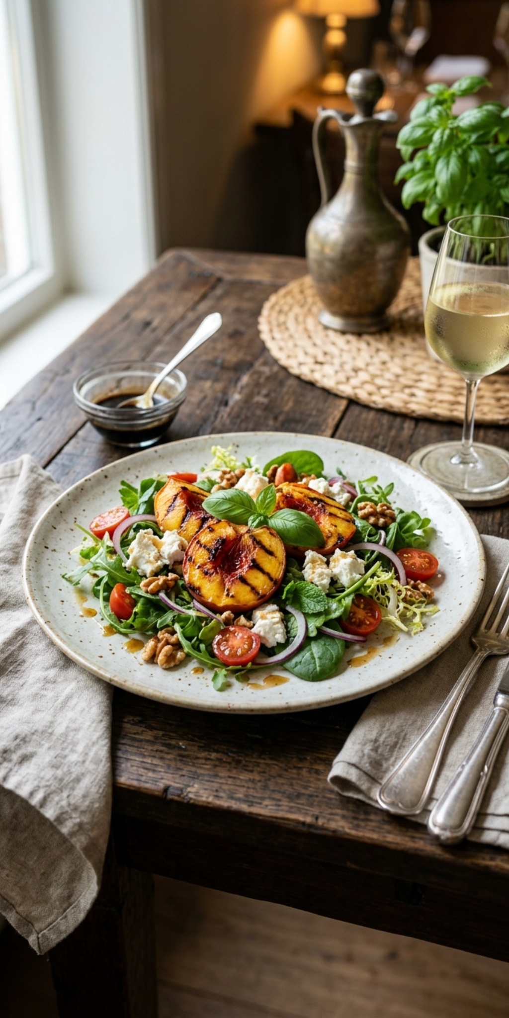Zomerse Salade met Gegrilde Perzik en Geitenkaas