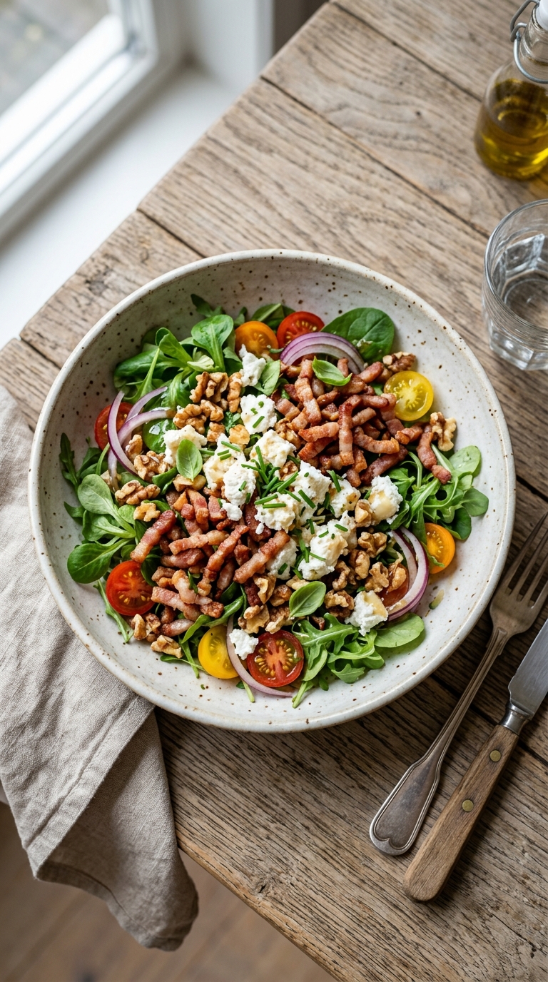 Frisse Geitenkaassalade met Krokante Spekjes
